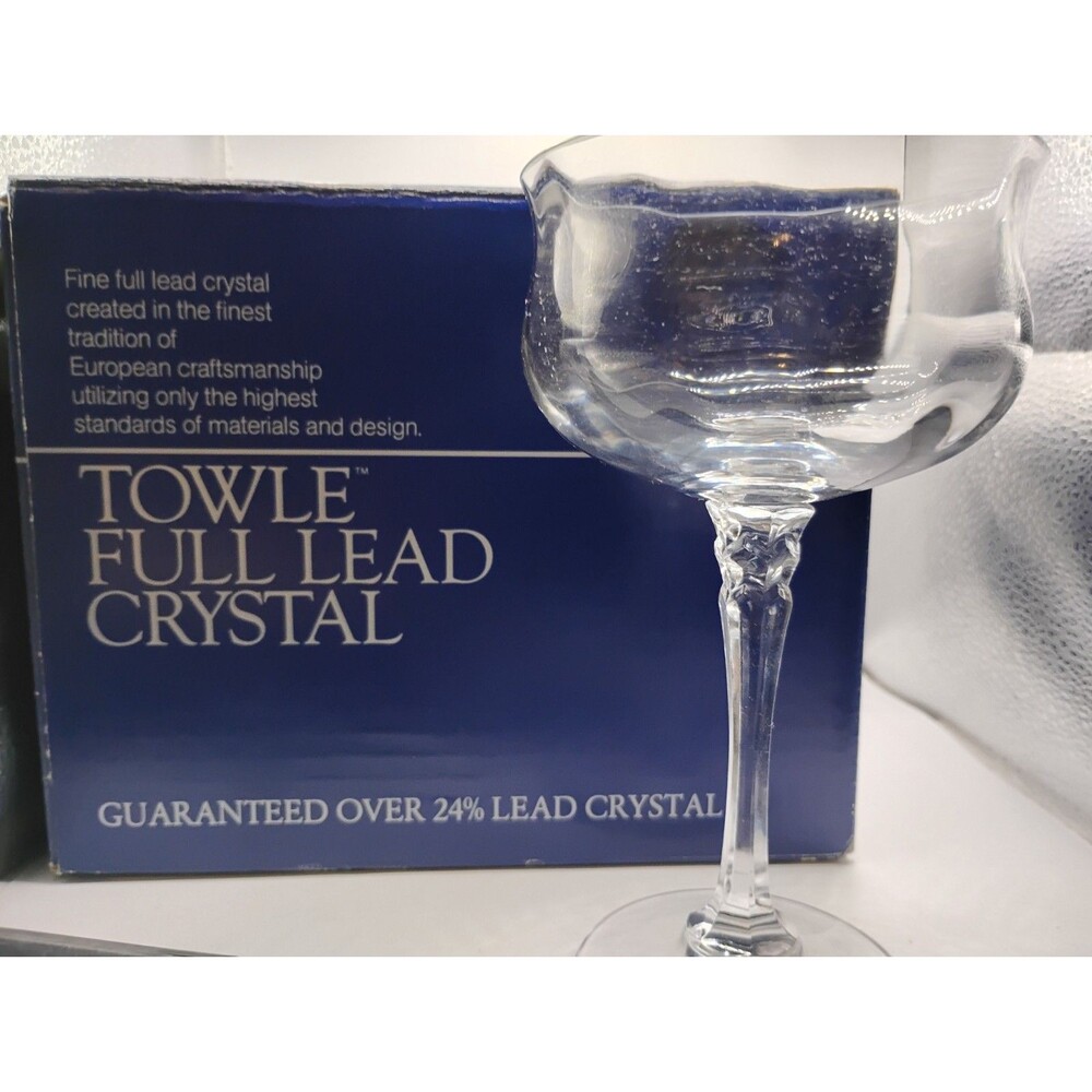 Set Of 4) NEW Towle Austrian Crystal Silhouette Saucer Champagne Goblet  #23178